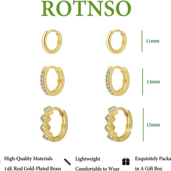 Gold Hoop Earrings Set for Women Trendy, 14K Real Gold Plated Chunky Hypoallerge - Picture 6 of 8